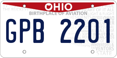 OH license plate GPB2201