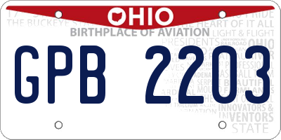 OH license plate GPB2203