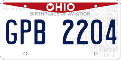 OH license plate GPB2204