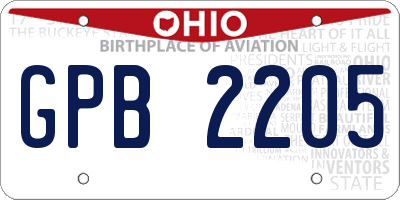 OH license plate GPB2205