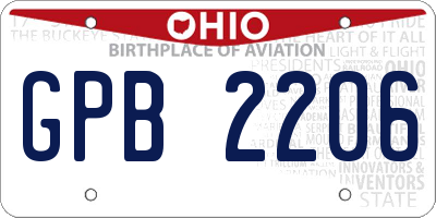 OH license plate GPB2206