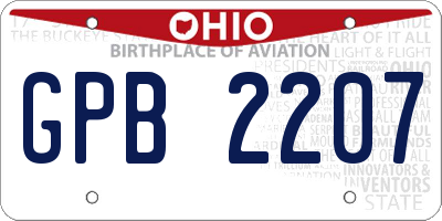 OH license plate GPB2207