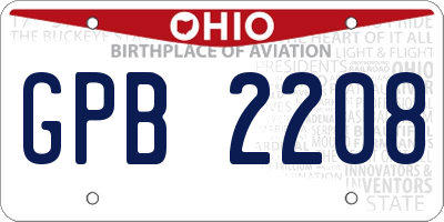 OH license plate GPB2208