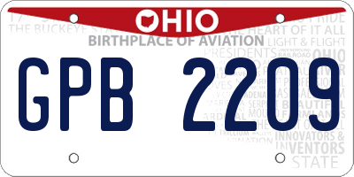 OH license plate GPB2209