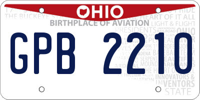 OH license plate GPB2210