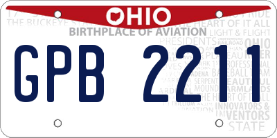 OH license plate GPB2211