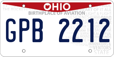 OH license plate GPB2212