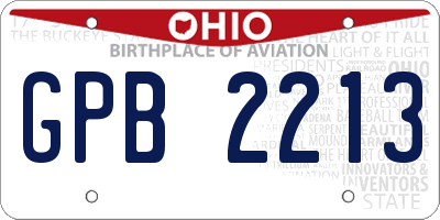 OH license plate GPB2213