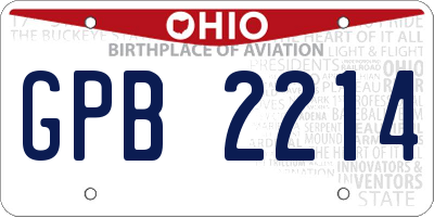 OH license plate GPB2214