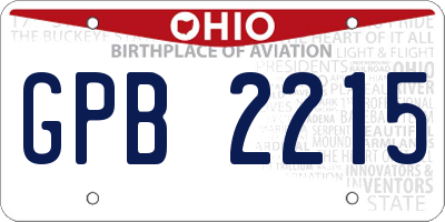 OH license plate GPB2215