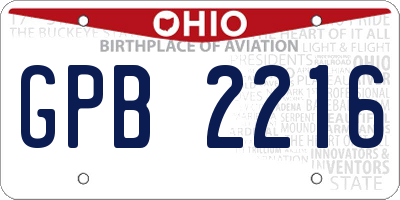 OH license plate GPB2216