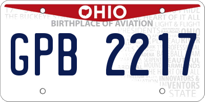 OH license plate GPB2217