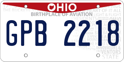 OH license plate GPB2218