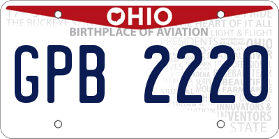 OH license plate GPB2220