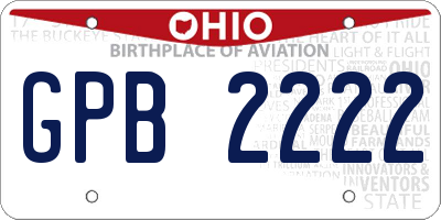 OH license plate GPB2222