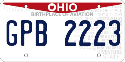OH license plate GPB2223