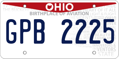 OH license plate GPB2225