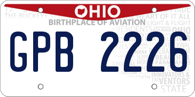 OH license plate GPB2226