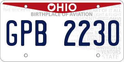 OH license plate GPB2230