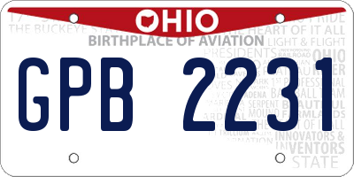 OH license plate GPB2231