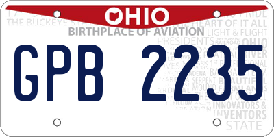 OH license plate GPB2235