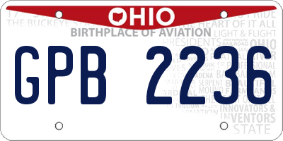 OH license plate GPB2236