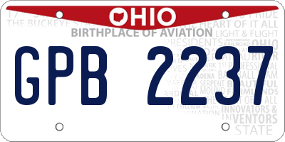 OH license plate GPB2237