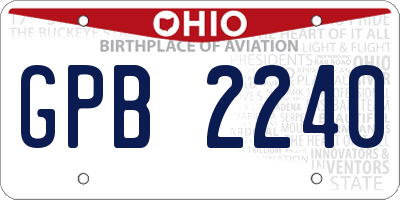 OH license plate GPB2240