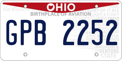 OH license plate GPB2252