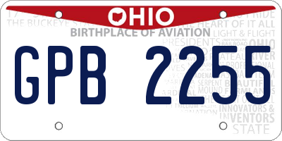 OH license plate GPB2255