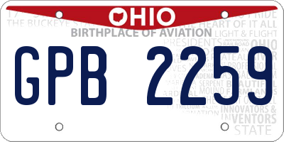 OH license plate GPB2259