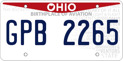 OH license plate GPB2265