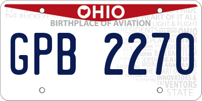 OH license plate GPB2270
