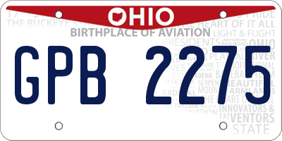 OH license plate GPB2275