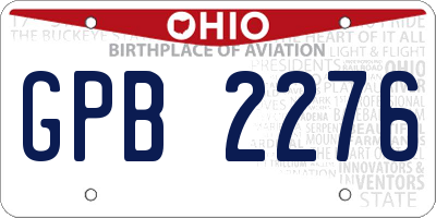 OH license plate GPB2276