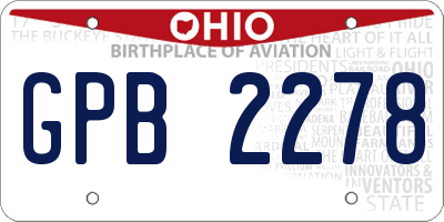 OH license plate GPB2278
