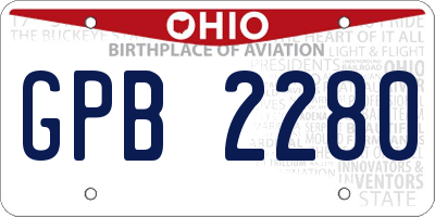 OH license plate GPB2280