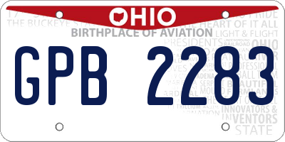 OH license plate GPB2283
