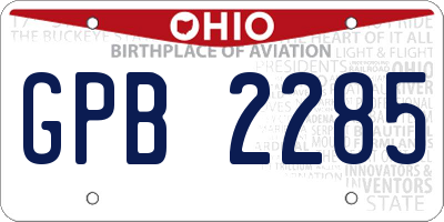 OH license plate GPB2285