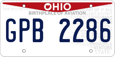 OH license plate GPB2286