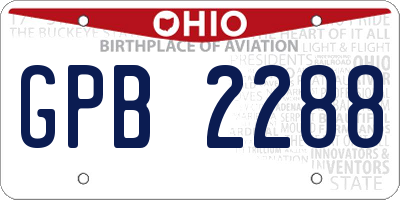 OH license plate GPB2288
