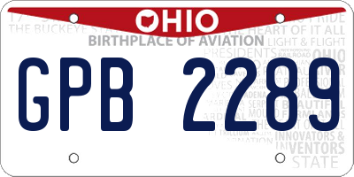 OH license plate GPB2289