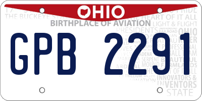 OH license plate GPB2291