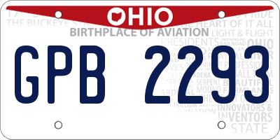OH license plate GPB2293