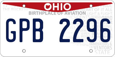 OH license plate GPB2296