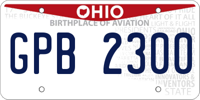 OH license plate GPB2300