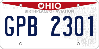 OH license plate GPB2301