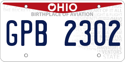 OH license plate GPB2302