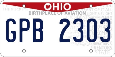 OH license plate GPB2303