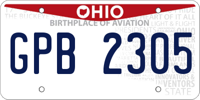 OH license plate GPB2305